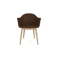 Audo Copenhagen Harbour Arm Chair, Dining Height, Upholstered in Natural Oak with Audo Bouclé 07, packshot on white