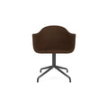 Audo Copenhagen Harbour Arm Chair, Dining Height, Upholstered in Black Steel Star Base with Return with Audo Bouclé 07, packshot on white