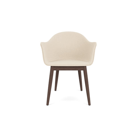 Audo Copenhagen Harbour Arm Chair, Dining Height, Upholstered in Dark Stained Oak with Logan Jasmine, packshot on white