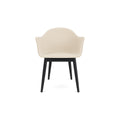 Audo Copenhagen Harbour Arm Chair, Dining Height, Upholstered in Black Painted Oak with Logan Jasmine, packshot on white