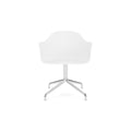 Audo Copenhagen Harbour Arm Chair, Dining Height, Upholstered in Polished Aluminum Star Base with Swivel with Logan Jasmine, packshot on white