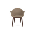 Audo Copenhagen Harbour Arm Chair, Dining Height, Upholstered in Dark Stained Oak with Logan Flint, packshot on white