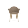 Audo Copenhagen Harbour Arm Chair, Dining Height, Upholstered in Natural Oak with Logan Flint, packshot on white