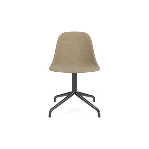 Audo Copenhagen Harbour Side Chair, Dining Height, Upholstered in Black Steel Star Base with Return with Audo Bouclé 02, packshot on white