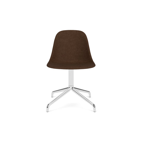 Audo Copenhagen Harbour Side Chair, Dining Height, Upholstered in Polished Aluminum Star Base with Return with Audo Bouclé 07, packshot on white