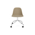 Audo Copenhagen Harbour Side Chair, Dining Height, Upholstered in Polished Aluminum Star Base with Casters with Audo Bouclé 02, packshot on white