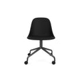 Audo Copenhagen Harbour Side Chair, Dining Height, Upholstered in Black Steel Star Base with Casters with Sierra 1001, packshot on white