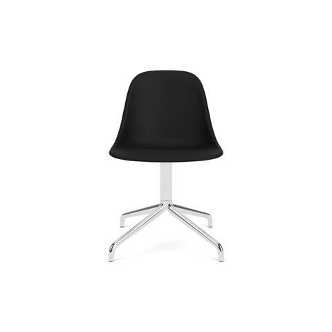 Audo Copenhagen Harbour Side Chair, Dining Height, Upholstered in Polished Aluminum Star Base with Swivel with Sierra 1001, packshot on white