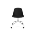 Audo Copenhagen Harbour Side Chair, Dining Height, Upholstered in Polished Aluminum Star Base with Casters with Sierra 1001, packshot on white