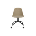 Audo Copenhagen Harbour Side Chair, Dining Height, Upholstered in Black Steel Star Base with Casters with Audo Bouclé 02, packshot on white