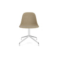 Audo Copenhagen Harbour Side Chair, Dining Height, Upholstered in Polished Aluminum Star Base with Swivel with Audo Bouclé 02, packshot on white