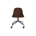 Audo Copenhagen Harbour Side Chair, Dining Height, Upholstered in Black Steel Star Base with Casters with Audo Bouclé 07, packshot on white