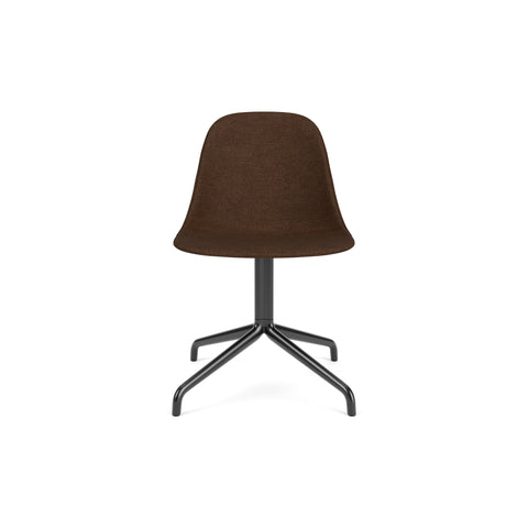Audo Copenhagen Harbour Side Chair, Dining Height, Upholstered in Black Steel Star Base with Return with Audo Bouclé 07, packshot on white