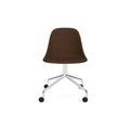 Audo Copenhagen Harbour Side Chair, Dining Height, Upholstered in Polished Aluminum Star Base with Casters with Audo Bouclé 07, packshot on white