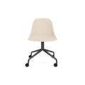 Audo Copenhagen Harbour Side Chair, Dining Height, Upholstered in Black Steel Star Base with Casters with Logan Jasmine, packshot on white