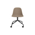 Audo Copenhagen Harbour Side Chair, Dining Height, Upholstered in Black Steel Star Base with Casters with Logan Flint, packshot on white