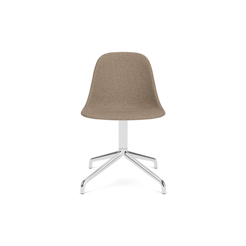 Audo Copenhagen Harbour Side Chair, Dining Height, Upholstered in Polished Aluminum Star Base with Swivel with Logan Flint, packshot on white