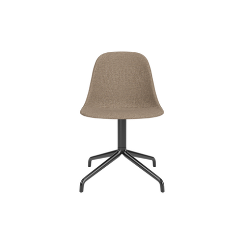 Audo Copenhagen Harbour Side Chair, Dining Height, Upholstered in Black Steel Star Base with Return with Logan Flint, packshot on white