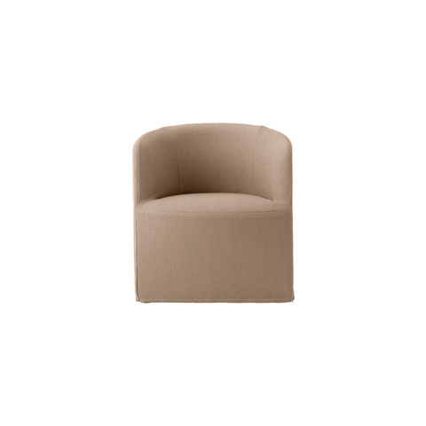 Audo Copenhagen Tearoom Chair, With Loose Cover, Lounge Chair in Logan Flint, packshot on white