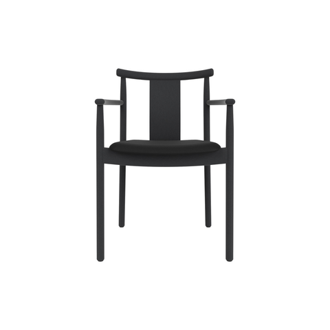 Audo Copenhagen Merkur Dining Chair w/ Armrests in Black Oak with Sierra 1001 seat, packshot on white