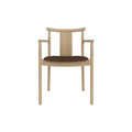Audo Copenhagen Merkur Dining Chair w/ Armrests in Natural Oak with Audo Bouclé 07 seat, packshot on white