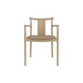 Audo Copenhagen Merkur Dining Chair w/ Armrests in Natural Oak with Logan Flint seat, packshot on white