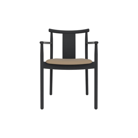 Audo Copenhagen Merkur Dining Chair w/ Armrests in Black Oak with Sierra 1611 seat, packshot on white