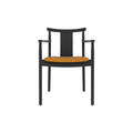 Audo Copenhagen Merkur Dining Chair w/ Armrests in Black Oak with Aida 0250 seat, packshot on white