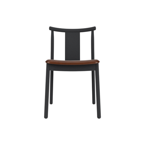 Audo Copenhagen Merkur Dining Chair in Black Oak with Aida 0329 seat, packshot on white
