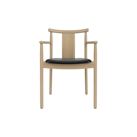 Audo Copenhagen Merkur Dining Chair w/ Armrests in Natural Oak with Aida 1618 seat, packshot on white
