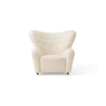 Audo Copenhagen The Tired Man Lounge Chair in Dark Stained Oak with Baena 14, packshot on white