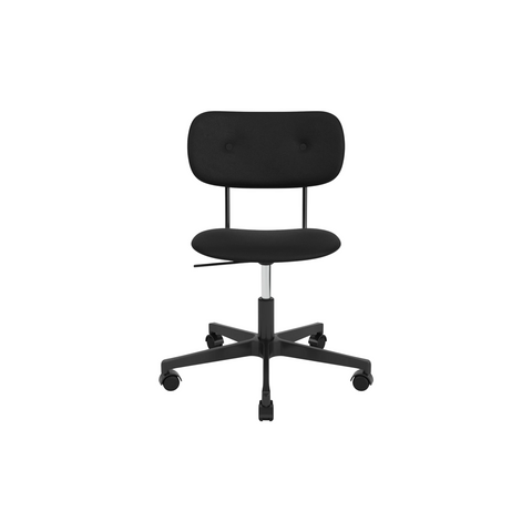Audo Copenhagen Co Task Chair, Fully Upholstered, Without Arms in Black Aluminum with Sierra 1001, packshot on white