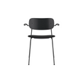 Audo Copenhagen Co Task Chair, Upholstered Seat, With Arms in Black Aluminum and Black Oak with Sierra 1001, packshot on white
