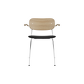 Audo Copenhagen Co Task Chair, Upholstered Seat, With Arms in Polished Aluminum and Natural Oak with Sierra 1001, packshot on white
