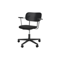 Audo Copenhagen Co Task Chair, Upholstered Seat, Without Arms in Black Aluminum and Black Oak with Sierra 1001, packshot on white