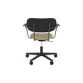 Audo Copenhagen Co Task Chair, Upholstered Seat, With Arms in Black Aluminum and Black Oak with Audo Bouclé 02, packshot on white