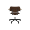 Audo Copenhagen Co Task Chair, Fully Upholstered, With Arms in Black Aluminum and Natural Oak with Audo Bouclé 07, packshot on white