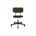 Audo Copenhagen Co Task Chair, Fully Upholstered, Without Arms in Black Aluminum with Audo Bouclé 07, packshot on white
