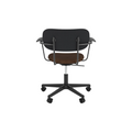Audo Copenhagen Co Task Chair, Upholstered Seat, With Arms in Black Aluminum and Black Oak with Audo Bouclé 07, packshot on white