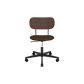 Audo Copenhagen Co Task Chair, Upholstered Seat, Without Arms in Black Aluminum and Dark Stained Oak with Audo Bouclé 07, packshot on white