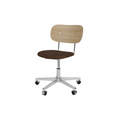 Audo Copenhagen Co Task Chair, Upholstered Seat, Without Arms in Polished Aluminum and Natural Oak with Audo Bouclé 07, packshot on white