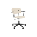 Audo Copenhagen Co Task Chair, Fully Upholstered, With Arms in Black Aluminum and Black Oak with Logan Jasmine, packshot on white