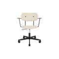 Audo Copenhagen Co Task Chair, Fully Upholstered, With Arms in Black Aluminum and Natural Oak with Logan Jasmine, packshot on white