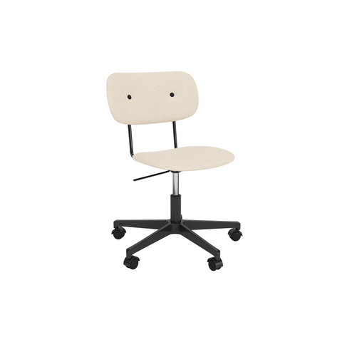 Audo Copenhagen Co Task Chair, Fully Upholstered, Without Arms in Black Aluminum with Logan Jasmine, packshot on white