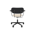 Audo Copenhagen Co Task Chair, Upholstered Seat, With Arms in Black Aluminum and Black Oak with Logan Jasmine, packshot on white