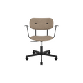 Audo Copenhagen Co Task Chair, Fully Upholstered, With Arms in Black Aluminum and Black Oak with Logan Flint, packshot on white