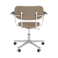 Audo Copenhagen Co Task Chair, Fully Upholstered, With Arms in Polished Aluminum and Black Oak with Logan Flint, packshot on white