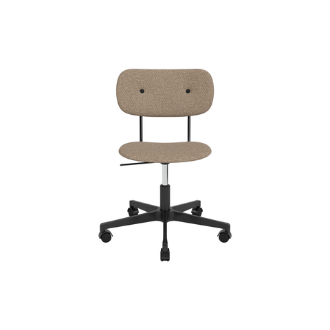 Audo Copenhagen Co Task Chair, Fully Upholstered, Without Arms in Black Aluminum with Logan Flint, packshot on white