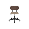 Audo Copenhagen Co Task Chair, Upholstered Seat, Without Arms in Black Aluminum and Dark Stained Oak with Logan Flint, packshot on white