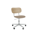 Audo Copenhagen Co Task Chair, Upholstered Seat, Without Arms in Polished Aluminum and Natural Oak with Logan Flint, packshot on white